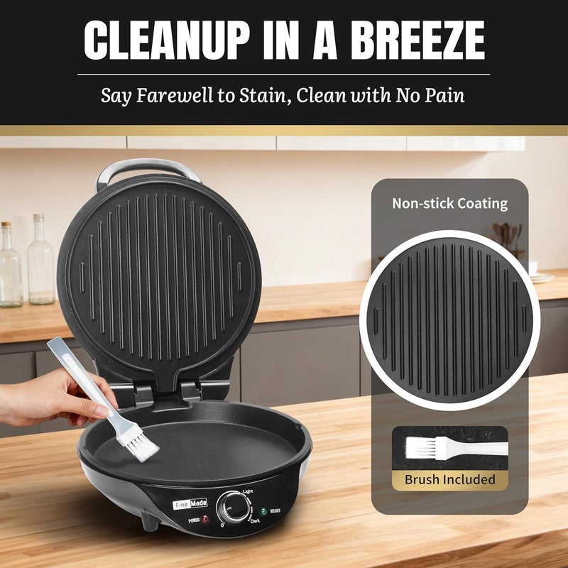 FineMade Electric Griddle Nonstick, Multi-Funtional Quesadilla Maker 10 Inch, Electric Grill Indoor, Pancake Griddle & Pan, Smokeless Indoor Grill, Non-stick Surface, Black - Image 5